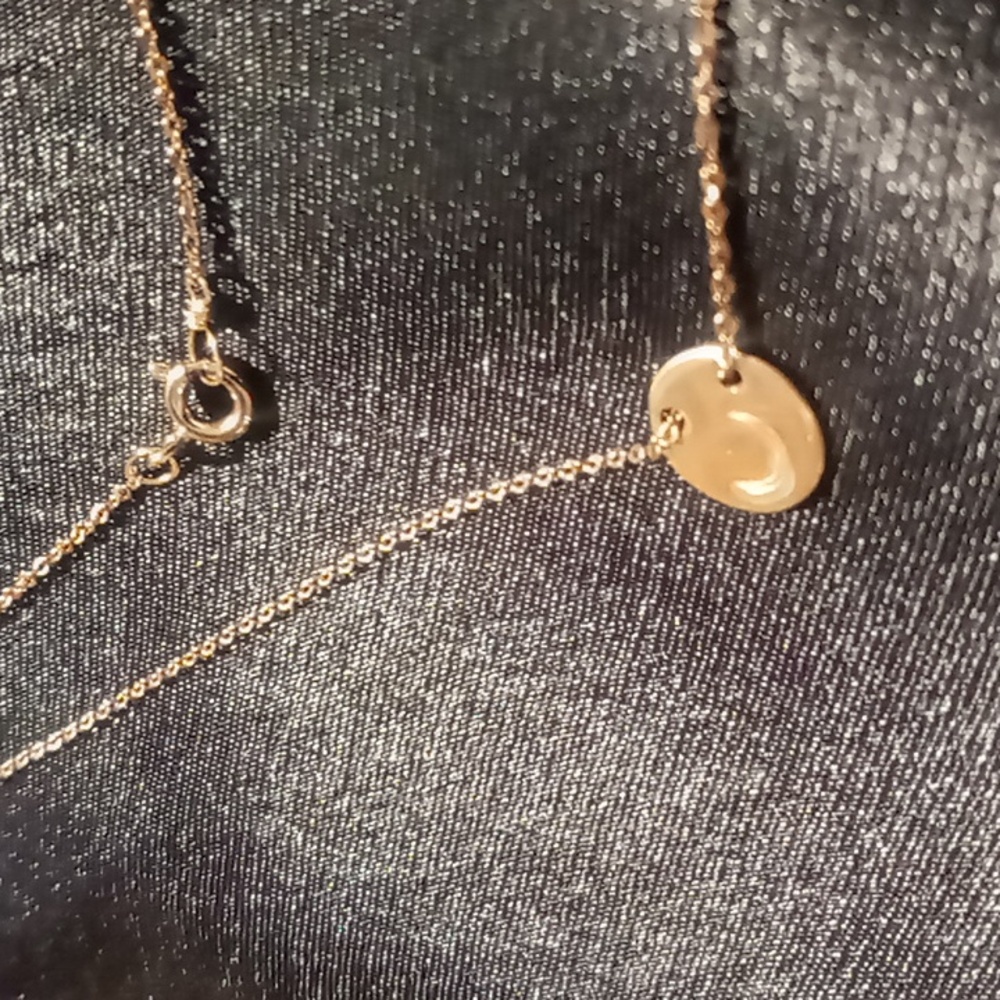 Gold filled crescent moon stamped collar necklace 18 in long